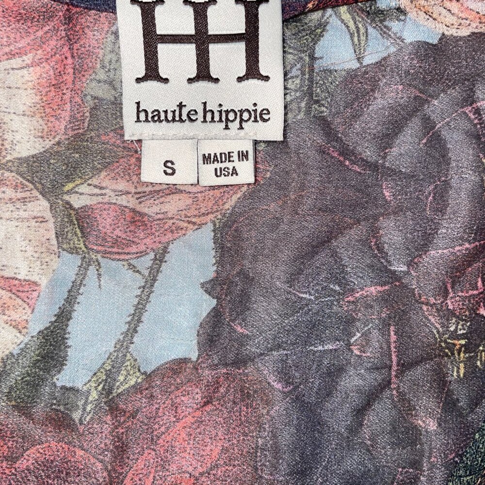 Haute Hippie Floral Sheer Blouse in Red and Green - Picture 9 of 11